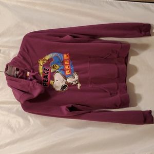 SZ. X-LARGE VINTAGE PEANUTS PEACE & LOVE HOODIE PULLOVER